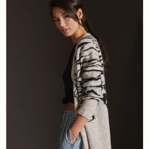 Anthropologie RD Style Jacquard Tiger Cardigan Sweater